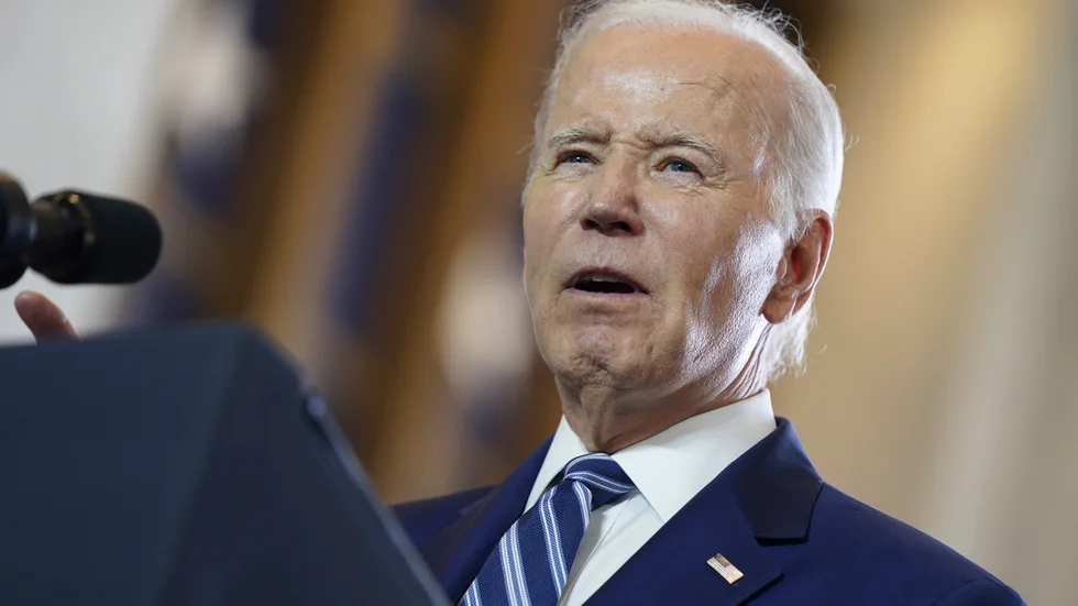 President Joe Biden i samband med sitt framträdande i Chicago.