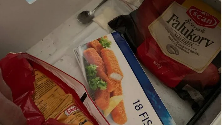 I frysen fanns två påsar med amfetamin. Totalt påträffades 30.93 gram vid husrannsakan i parets bostad.