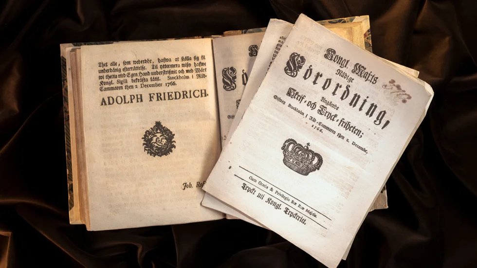 Tryckfrihetsförordningen antogs 1766. Nu blir den världsminne. 