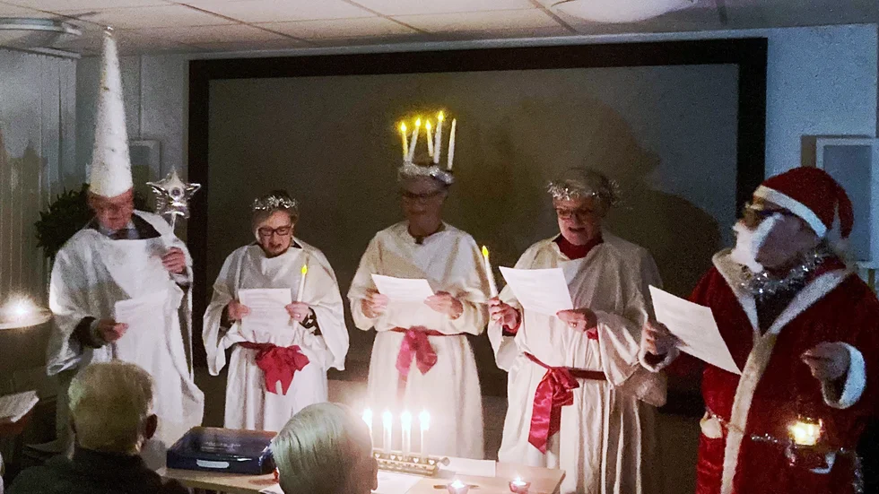 Lions berättar att deltagarna på julfesten i Luleå överraskades av ett, som de beskriver, "snabbt ihoprafsat luciatåg", som sjöng traditionella julsånger.