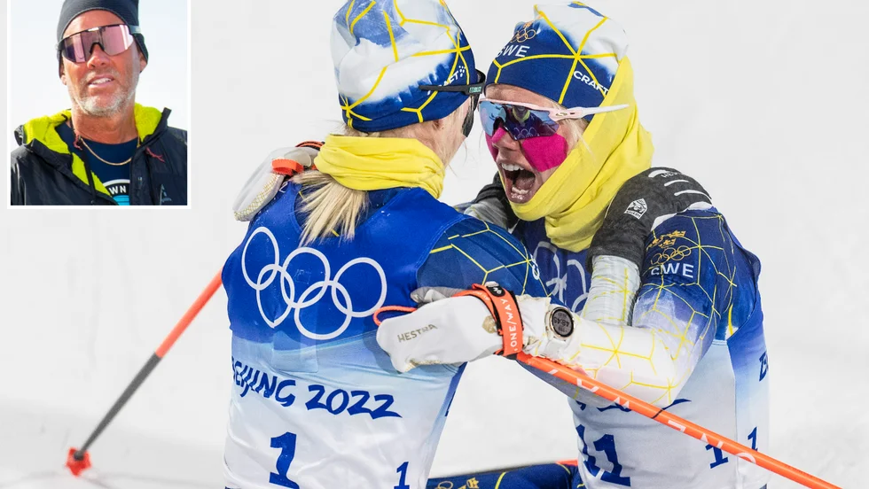Pappa Johan Ribom följde OS-avgörandet hemma i Kalix när dottern Emma Ribom körde för en medalj.
