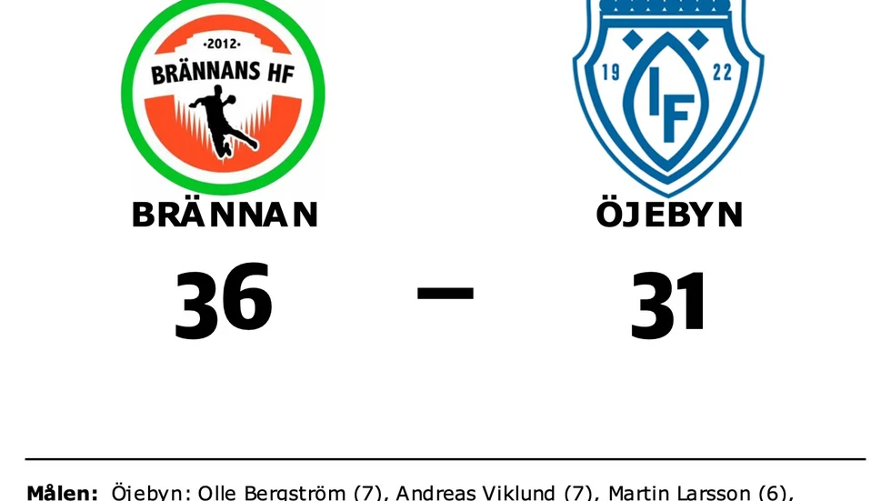 Brännans HF vann mot Öjeby IF