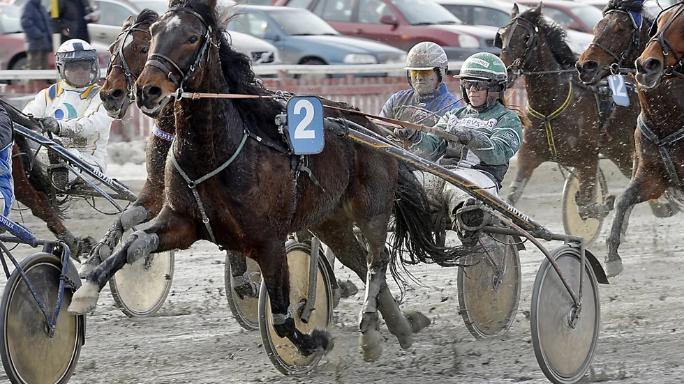 Inari och Sandra Eriksson tog en spetsseger i V4-2 på Skelleftetravet. Foto: Ulf Johansson