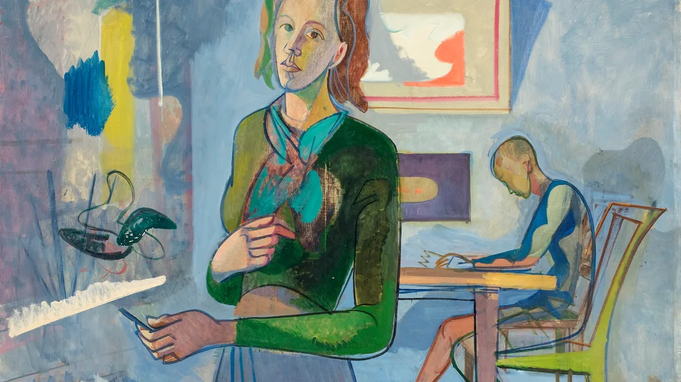 Greta Knutsons "Interiör med kvinna och barn" från 1940-talet.