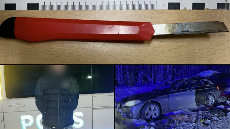 Juldesperadons skräckdygn. Mannen stal två bilar, en av dem under knivhot, och försökte bryta sig in hos en familj. Dagen därpå slogs han med flera poliser i arresten. "Jag var på fest på julafton. Där drack vi mycket alkohol och tog en hel del tabletter", säger han i polisförhör.