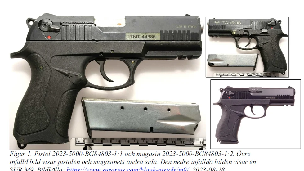 Den 16-årige pojken från Luleå greps med en pistol av kalibern 9 millimeter. Vapnet på bilden är från ett annat brottmål.