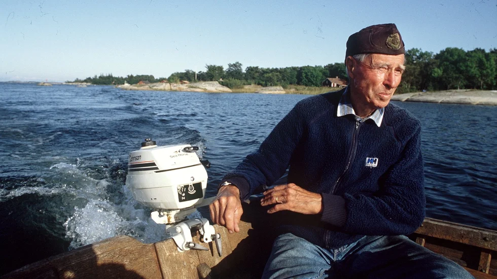Den förre moderatledaren Gösta Bohman på Sundskär utanför Grisslehamn 1993. Insändarskribenten saknar hans ideal.
