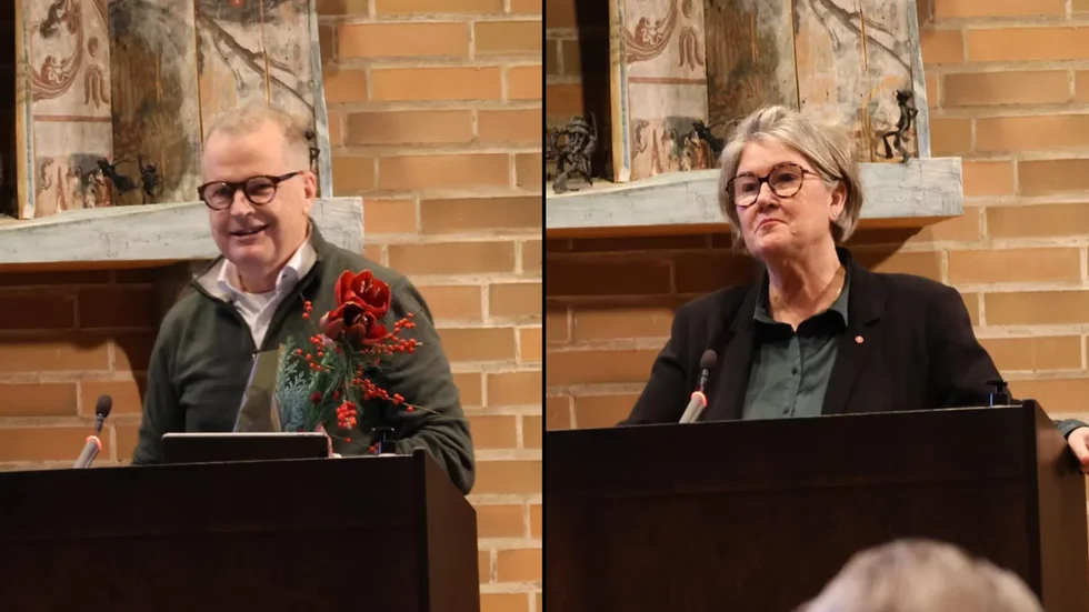 Jacob Käll (C) och Helen Nilsson (S) avtackades under kvällen.