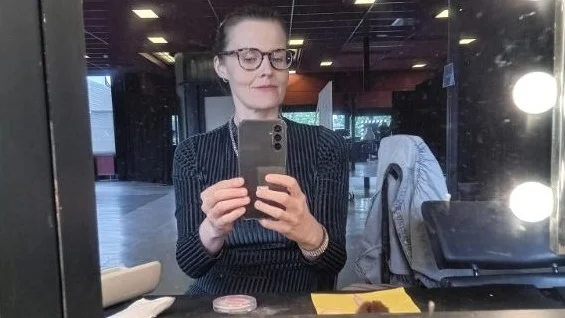 Desirée Ehn i logen under inspelningen av "The floor Sverige", som visas i Kanal5 och på strömningstjänsten Max. Inspelningen pågick i sex dagar i en studio i Nederländerna.