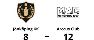 Seger med 12-8 för Arccus Club mot Jönköping KK