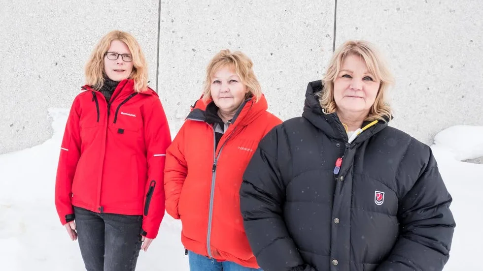 Förtroendevalda. Åsa Pesonen, Marita Sirkka och Gunilla Eliasson på Kommunal i Kiruna.