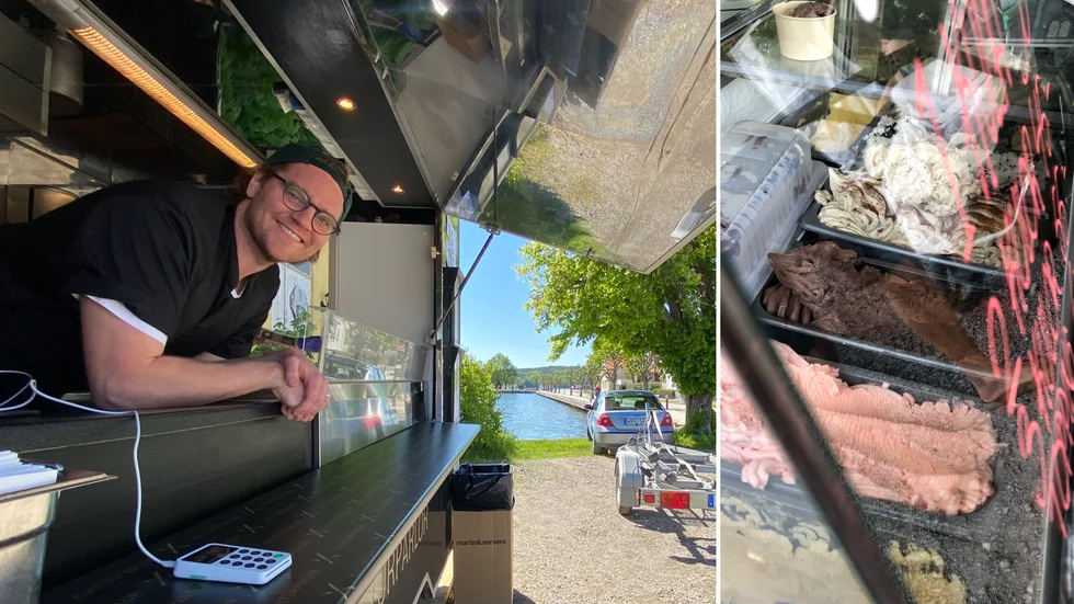 Victor Waldenström och hans Frankly food kommer att sälja korv vid Mariefreds marina i sommar, där även italiensk glass kommer att erbjudas. 