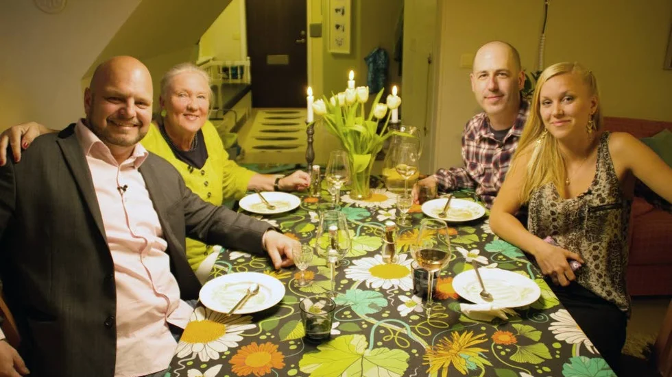 Magnus Olsson, Elin Richardsson, David James och Kristina Thelin. Visbybor som är med i TV4-programmet Halv åtta hos mig.