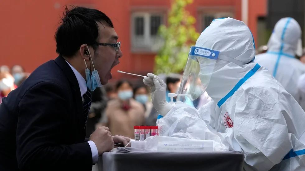 Covidtest i Peking.