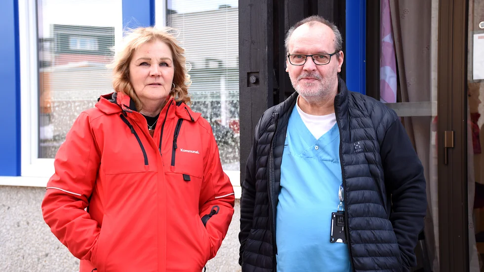 Gunilla Eliasson och Rolf Johansson, huvudskyddsombud och skyddsombud Kommunal. 