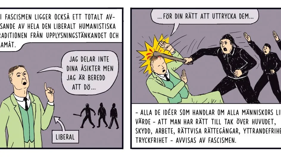 Tecknat. Serieboken ger en snabblektion i fascismens ideologi.