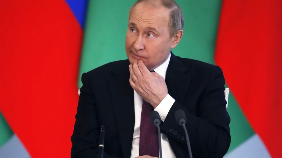 Rysslands president Vladimir Putin under en presskonferens förra veckan.