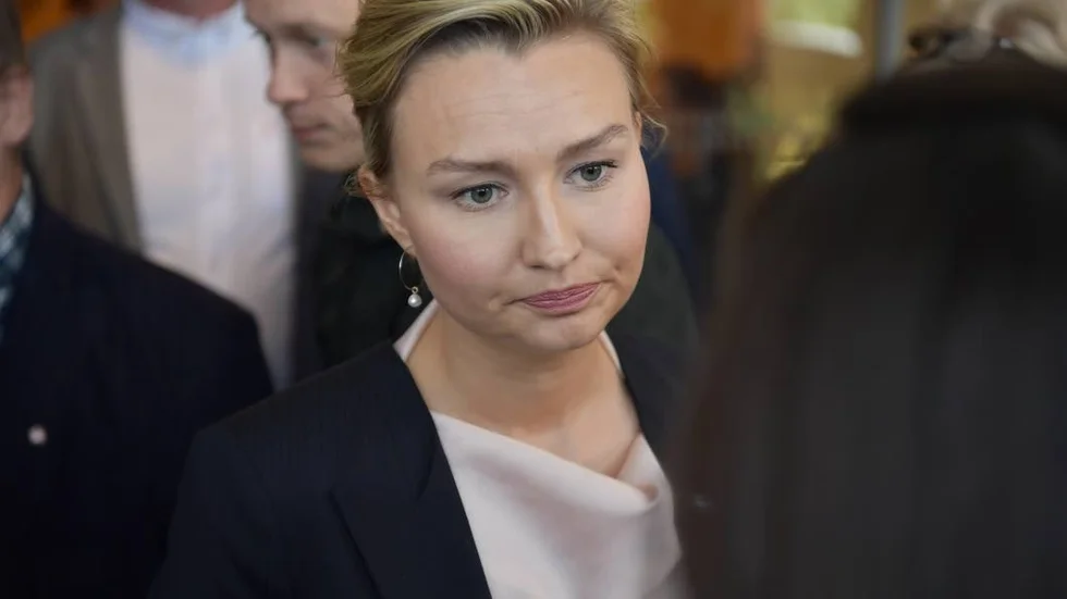Partiledare Ebba Busch Thor (KD). Hennes parti ökade först mycket i väljarstöd i nästan ett år, men har sedan EU-valet minskat.