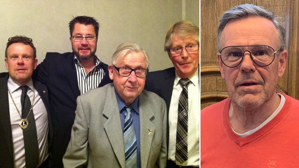 Från vänster: Lions-medlemmarna Mikael Lundén, Håkan Magnusson, Ingemar Johansson och Sven Söderman i Katrineholms-Kuriren den 19 november 2011. Till höger: Mikael Lundén idag. 