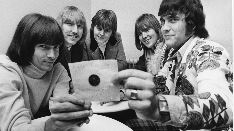 Hep Stars under 60-talet. Från vänster: Svenne Hedlund, Lennart Hegland, Janne Frisk, Benny Andersson och Krille Pettersson. Arkivbild.