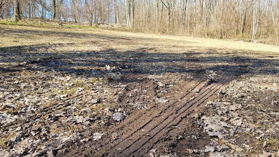 Bilkörning på Gröna plan. Sjöbo-Knäppan utsattes för skadegörelse under påskhelgen. 