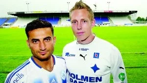 Redo för derbyt. Sleipners Simon Dogan och IFK:s Anders Whass är extra laddade inför kvällens jubileumsmatch eftersom båda möter sin gamla klubb.
FOTO: ANDREAS SKOGH