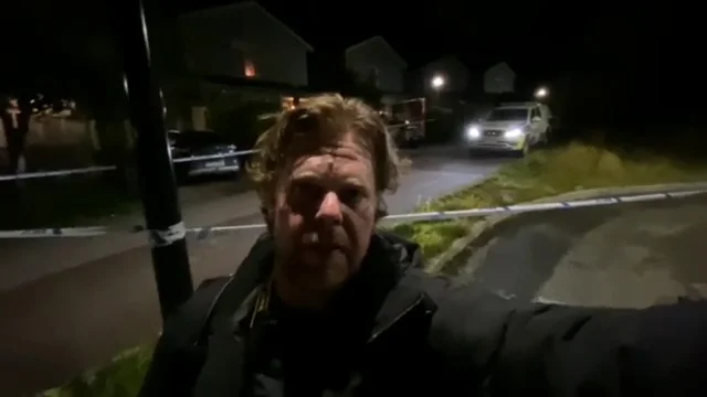 Håkan Wikström på plats efter skottdådet i Enköping.