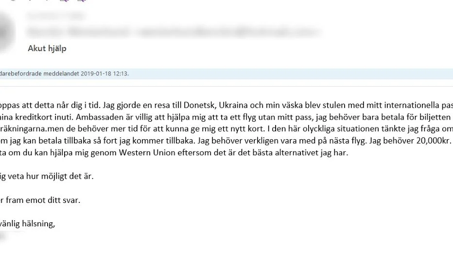 Även PT har fått Ukrainamejlet i en privatpersons namn. Personen har sannolikt blivit hackad på samma sätt som Thor Viklund och tidigare Gösta Degerman.