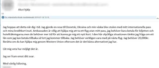 Se upp för mejlen som vädjar om akut hjälp