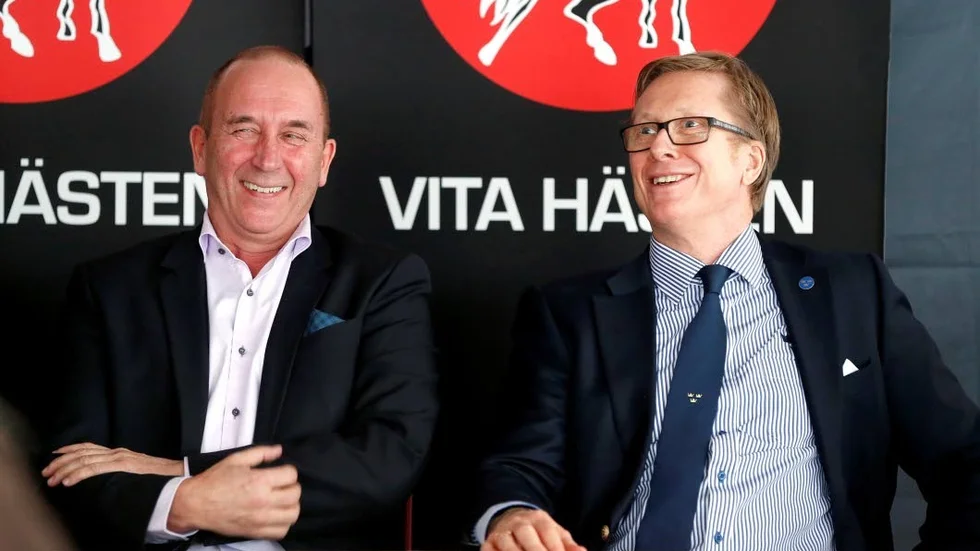 Hästens styrelseordförande Hans Lorentzon (vänster) och Tommy Boustedt
