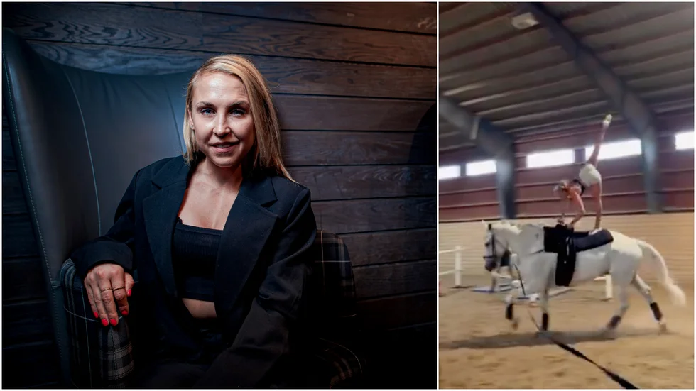 Elin Härkönen på hästryggen igen. 
