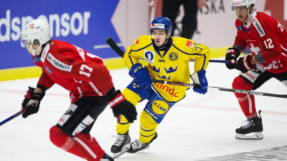 Isac Brännström gjorde ett av målen när Tre Kronor mötte Norge under torsdagen. Arkivbild.