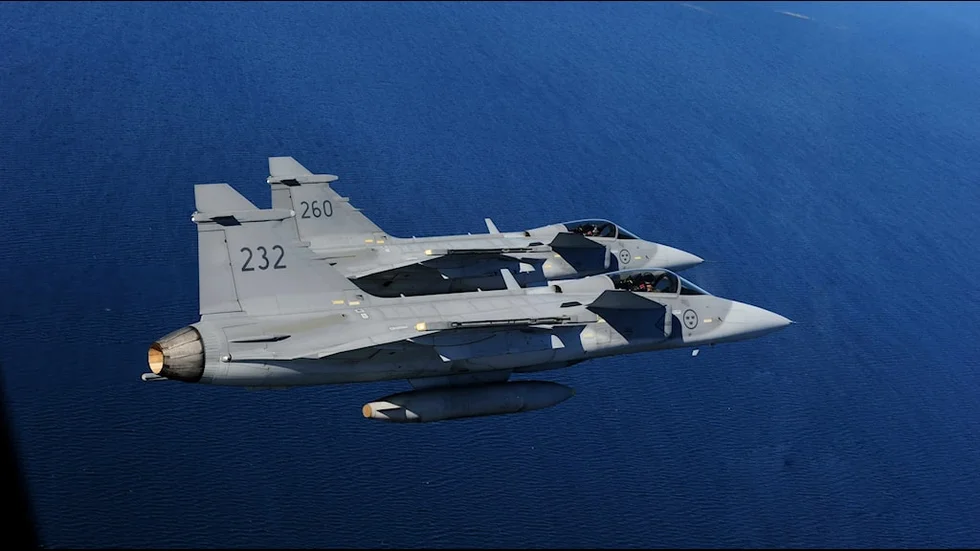 Ett av planen som kommer att synas på himlen är av typen Jas 39 Gripen.