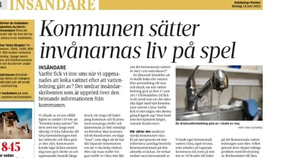 Insändare i EP 14 juni.