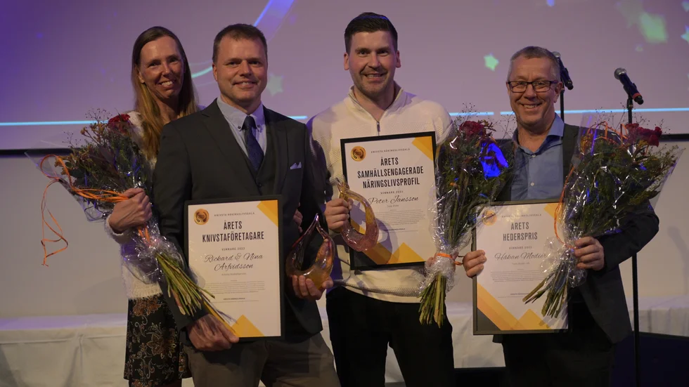 Det var en glad kvartett som prisades på Knivsta näringslivsgala 2023.