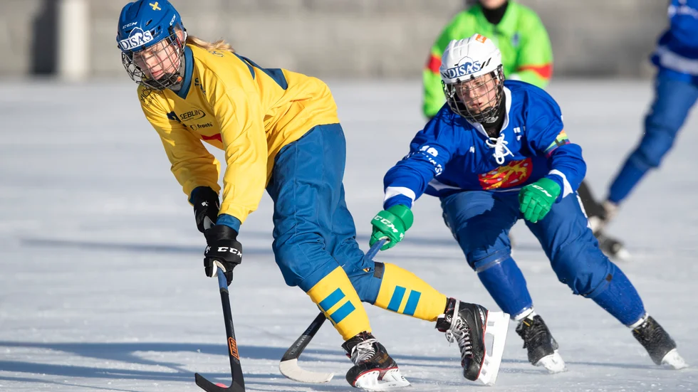 Tilda Ström gjorde fyra av Sveriges mål i VM-premiären mot Finland. Arkivbild.