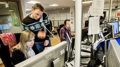 Delar av UNT:s webbredaktion: Johanna Engman, Robin Alvarsson och Adam Sjöborg.