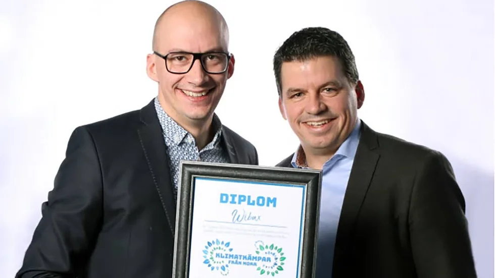 David Wiklund och Jonas Wiklund på Wibax haar fått motta klimatutmärkelse.
