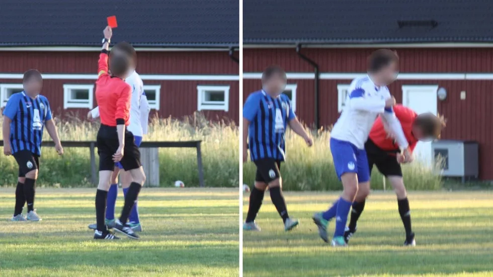 Rött kort ledde till knytnäveslag.