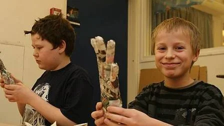 Isak Löfström och Erik Andersson i klass 5A på Edsskolan i Östhammar.
