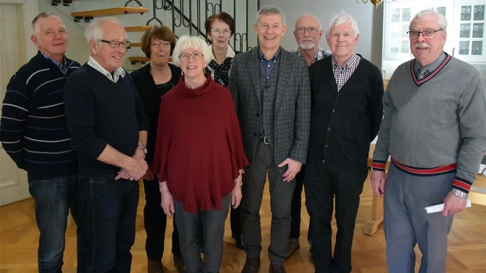 Styrelsen. Fr.v. Alve Gustavsson, Lars Nilsson, Ingrid Larsson, Bibbi Fardelius, Kerstin Björk, Anders Lind, Åke Kammar, Roland Yngve och Egon Pettersson