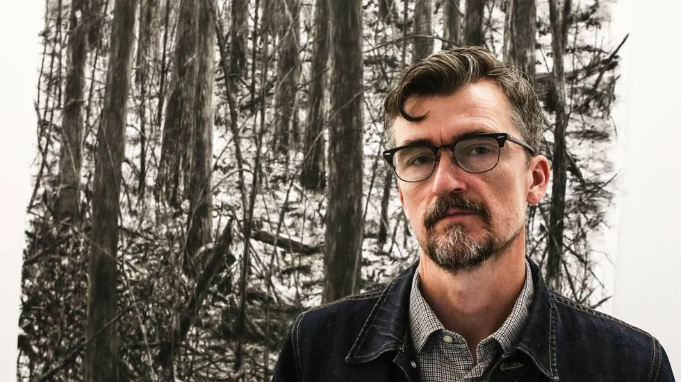 "Den här bilden är i sig platt mer ser ut att ha djup. Mycket av jobbet är att ha koll på om grenarna ska gå bakom eller framför varandra" säger Patrick Nilsson.