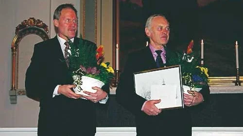 Anders Rydstrand och Anders Andersson uppmärksammades under söndagskvällens gudstjänst i Lönneberga kyrka.