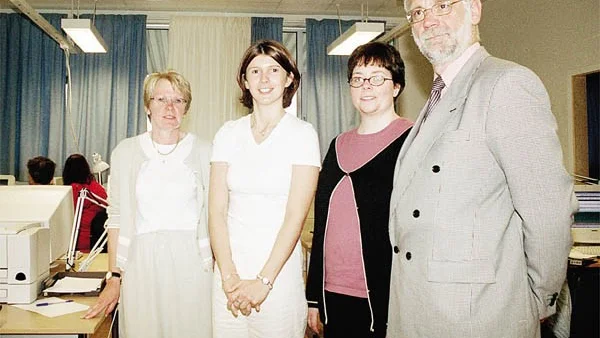 Delar lärande; Monika Johansson, Vimmerby, Samantha Kelly, Elgin, Christina Olsson, Vimmerby, och Gordon T Biggs, Elgin.
