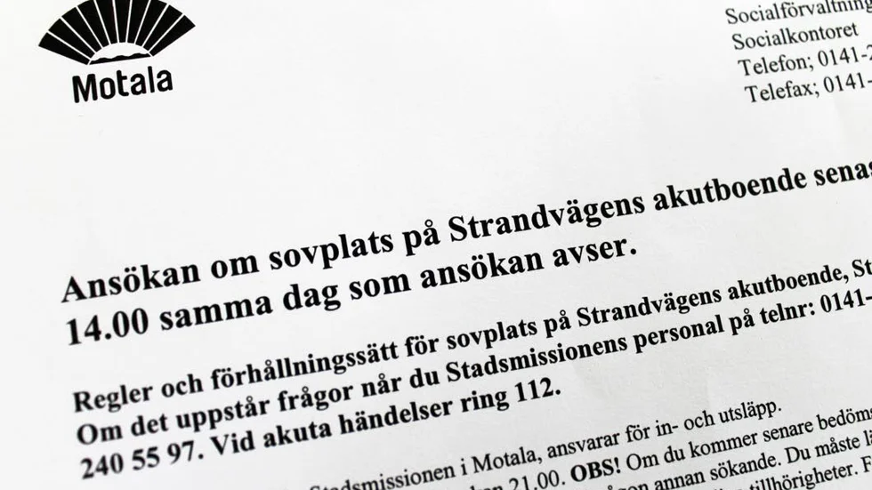 Sovplats. Den som söker en sovplats på Strandvägens akutboende, fyller i en sådan här ansökan varje dag. Men på akutboendet finns det bara plats för fyra personer.