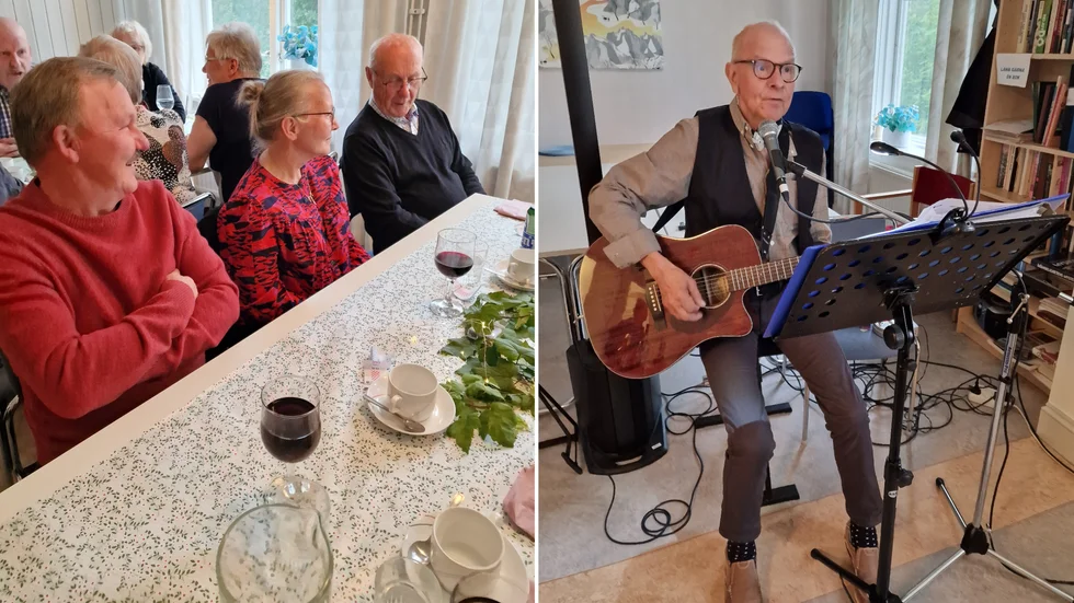 Jan, Kristina och Sören var några av deltagarna på SPF:s höstfest i Gällivare. Sten Henriksson underhöll med sång och musik.