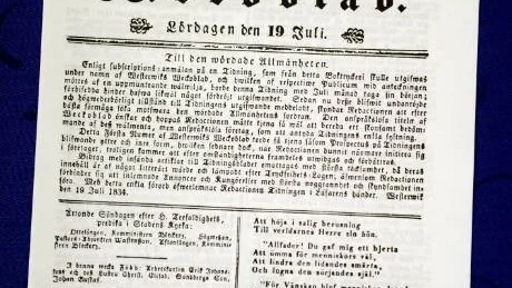 Det första numret av VT från 1834.                          Foto: Anders Steiner