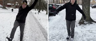 Här åker reportern skridskor – på gatorna mitt i Linköping