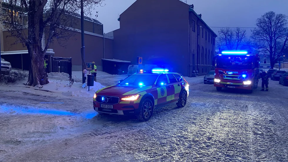 Räddningstjänsten på plats.