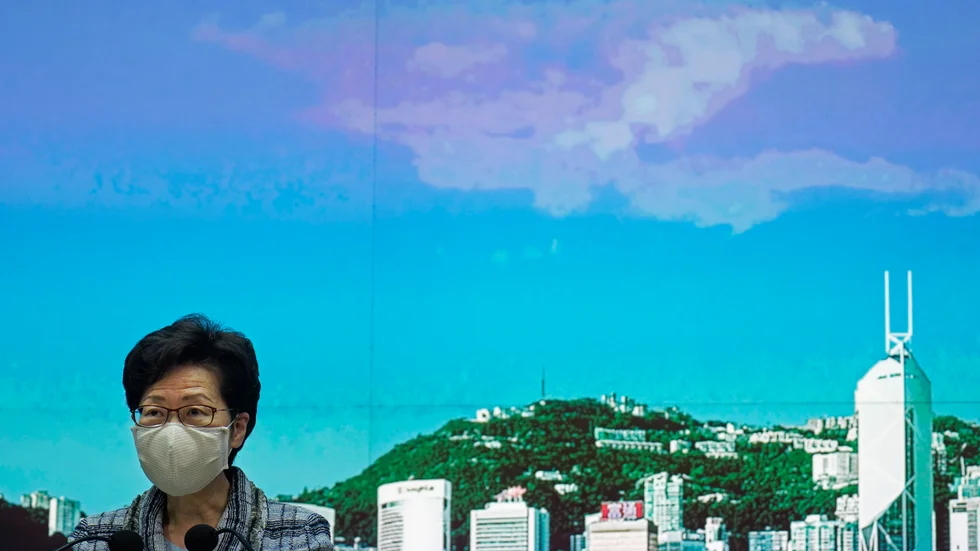 Hongkongs högsta ledare Carrie Lam. Arkivbild.
